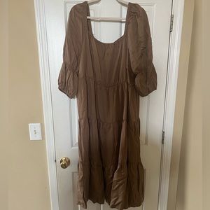 The Drop Brown Tiered Midi Dress